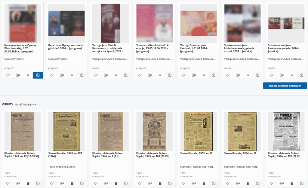 Widok strony głównej Repozytorium