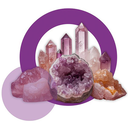 minerały piękne, w fioletowych odcieniach