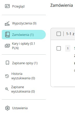 fragment katalogu Primo, widok menu po zalogowaniu na konto