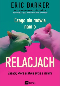 Okładka ma tło od góry zielone od połowy różowe. Po środku z profilu wie głowy kotów z otwartymi pyskami pokazując agresje wobec siebie.