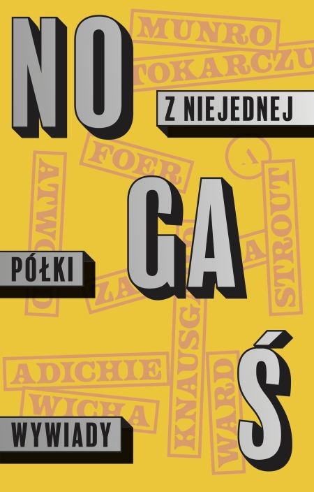 żółta typograficzna okładka książki, rozbite nazwisko NO-GA-Ś