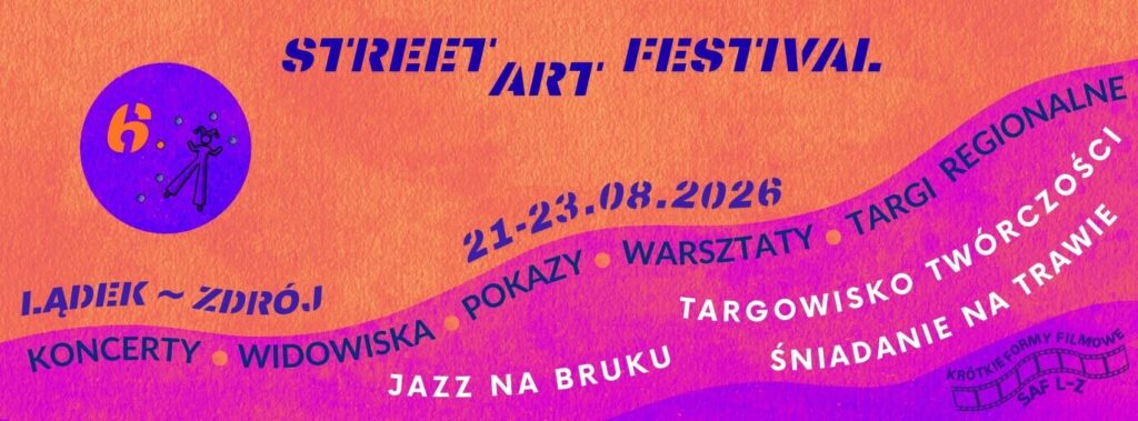 pomarańczowo-różowy baner o streetartowym wydarzeniu