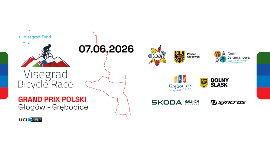 trasa wyścigu na grafice promo i logotypy