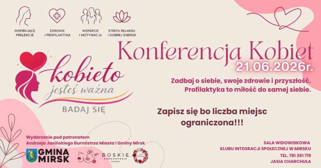 bladoróżowa grafika promocyjna do konferencji o zdrowiu kobiet