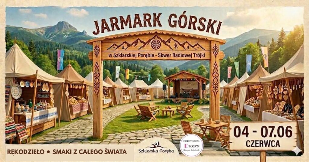 drewniana brama prowadząca na jarmark w Swieradowie.