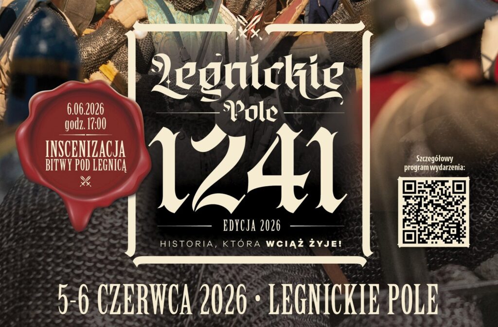 legnickie pole, grafika promo, w tle rycerze