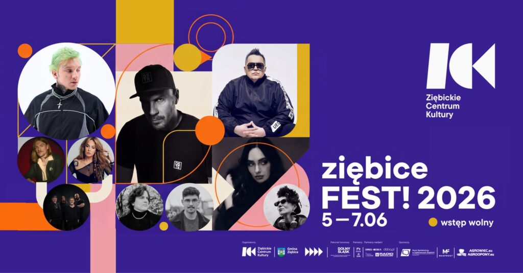 ziębice FEST, grafika promocyjna, gwiazdy muzyki na granatowym tle