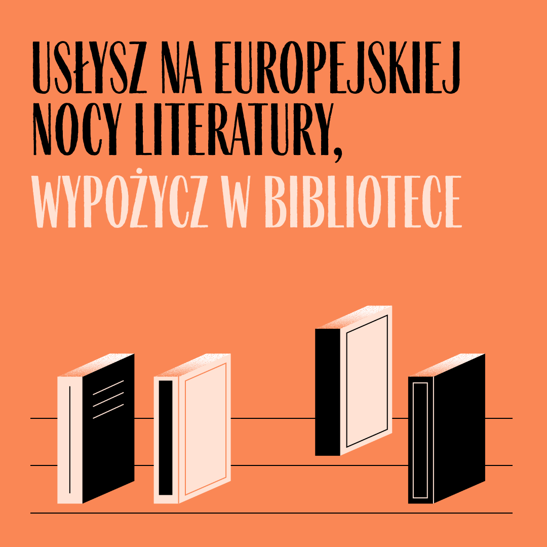 pomarańczowe tło, cztery książki na trzech liniach
